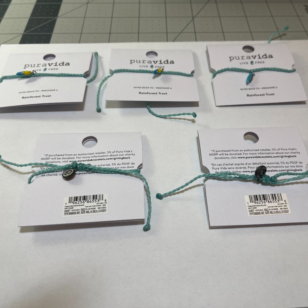 Brand New Pura Vida Toucan Charm Bracelet. Rainforest Trust